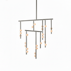 Brass Glass Drop Chandelier