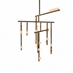Brass Glass Drop Chandelier