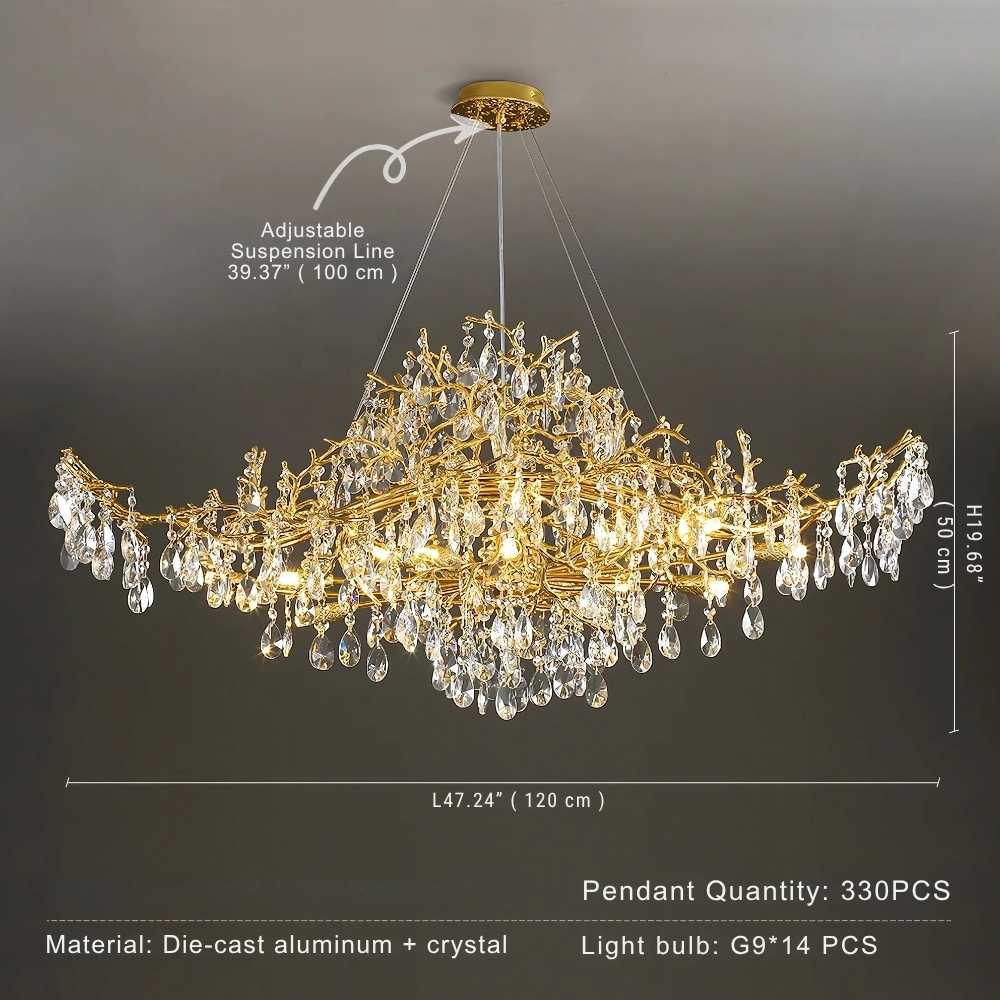 Brastia Gold Crystal Linear Branch Chandelier product image