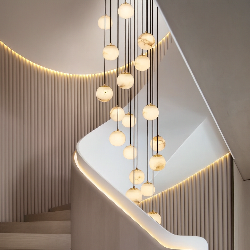 Brighton Alabaster Ball Chandelier by Bling Lighting Studio