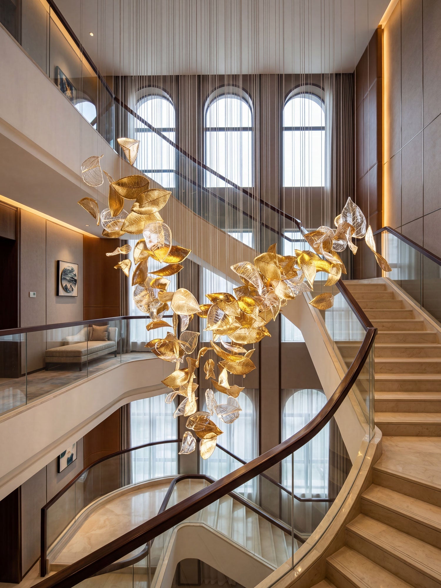 Brush Art Glass Chandelier