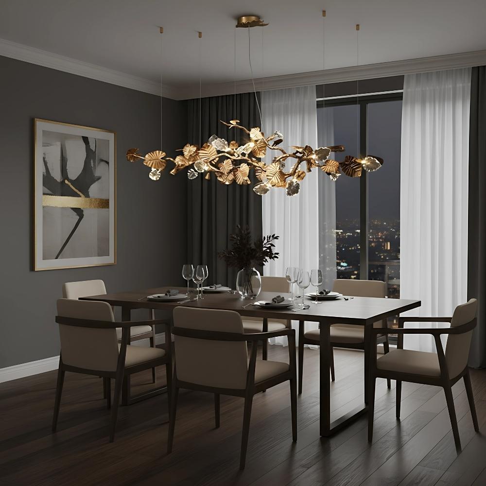 Btria Branch Copper Leaf Linear Chandelier by Bling Lighting Studio