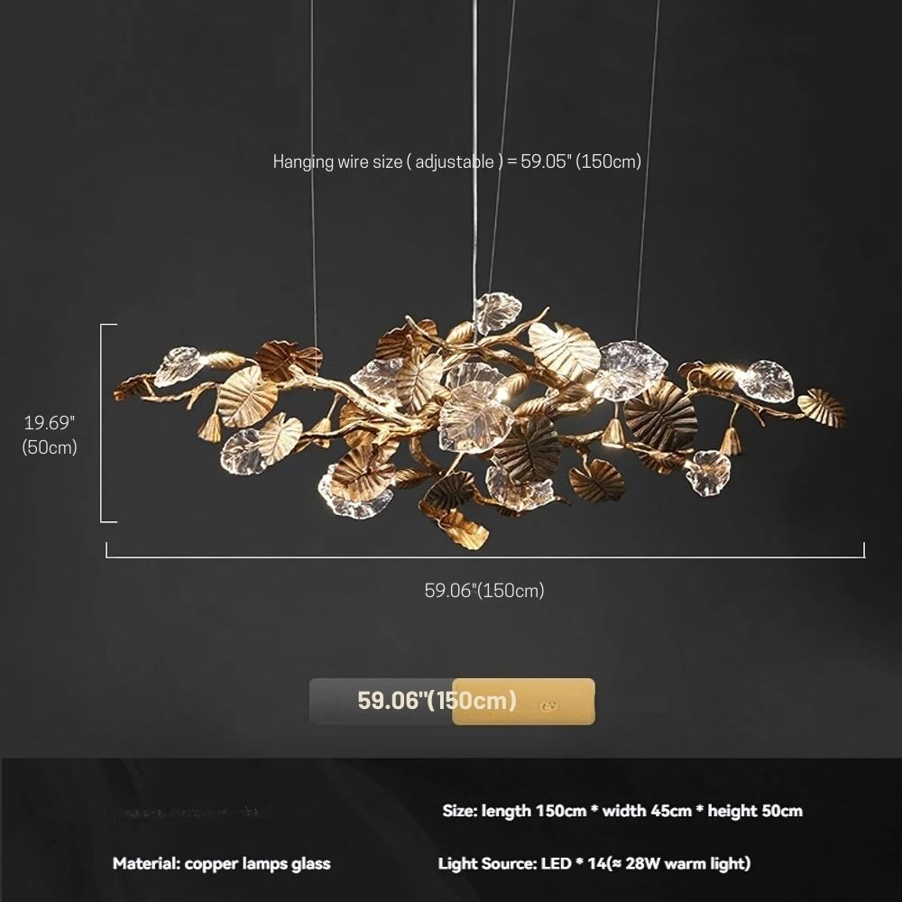 Btria Branch Copper Leaf Linear Chandelier by Bling Lighting Studio