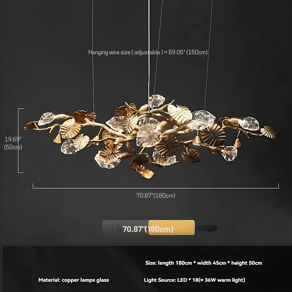 Btria Branch Copper Leaf Linear Chandelier by Bling Lighting Studio