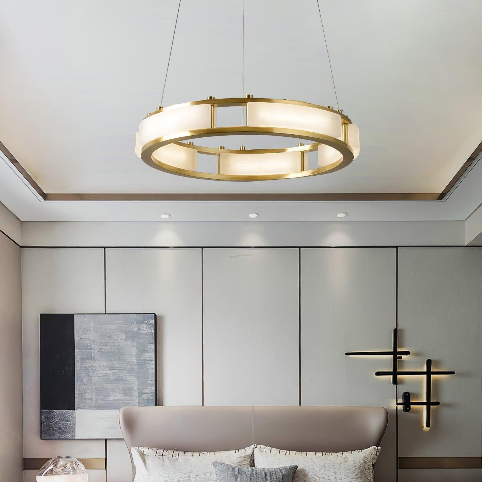 Qatar Alabaster Round Chandelier by Bling Lighting Studio