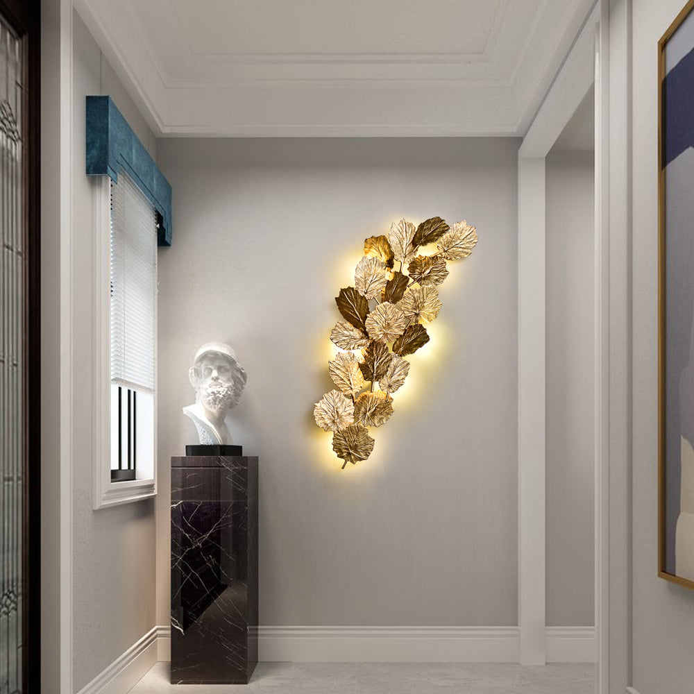 Gold Leaf Handmade Branch Wall Sconce by Bling Lighting Studio