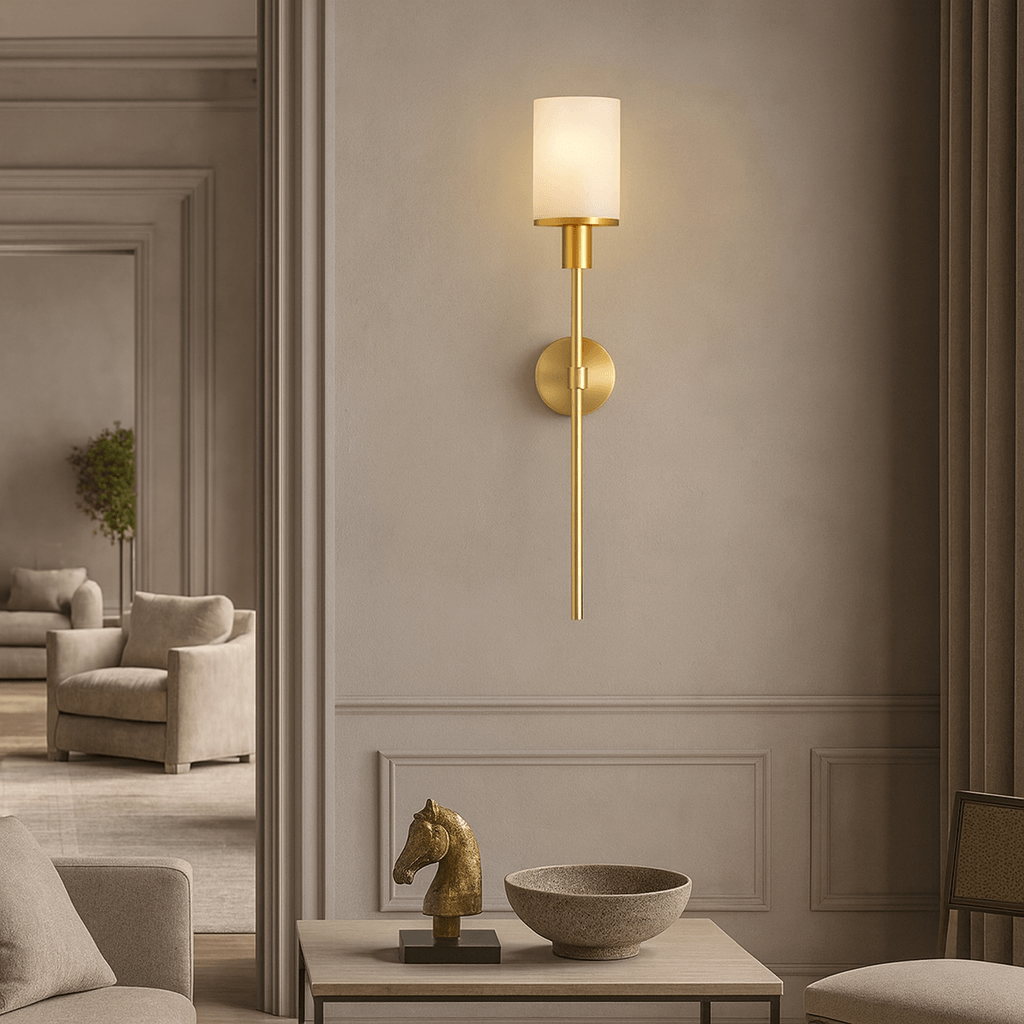 Caldera Alabaster & Copper Wall Sconce by Bling Lighting Studio