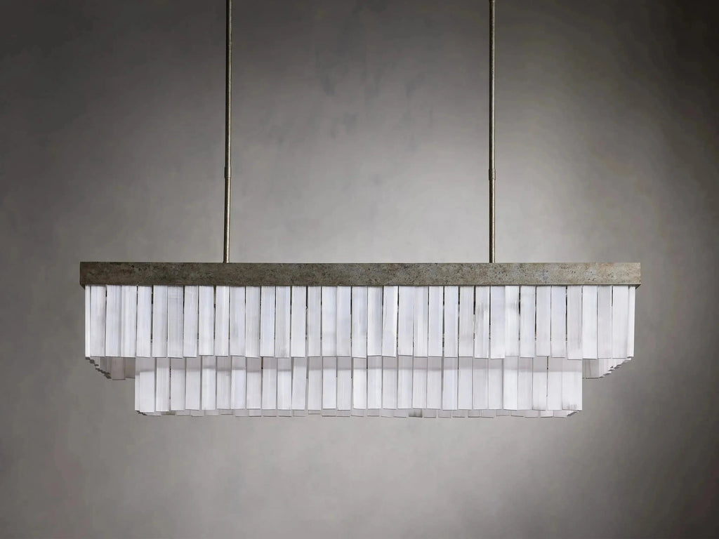 Cameron Rectangular Selenite Chandelier by Bling Lighting Studio