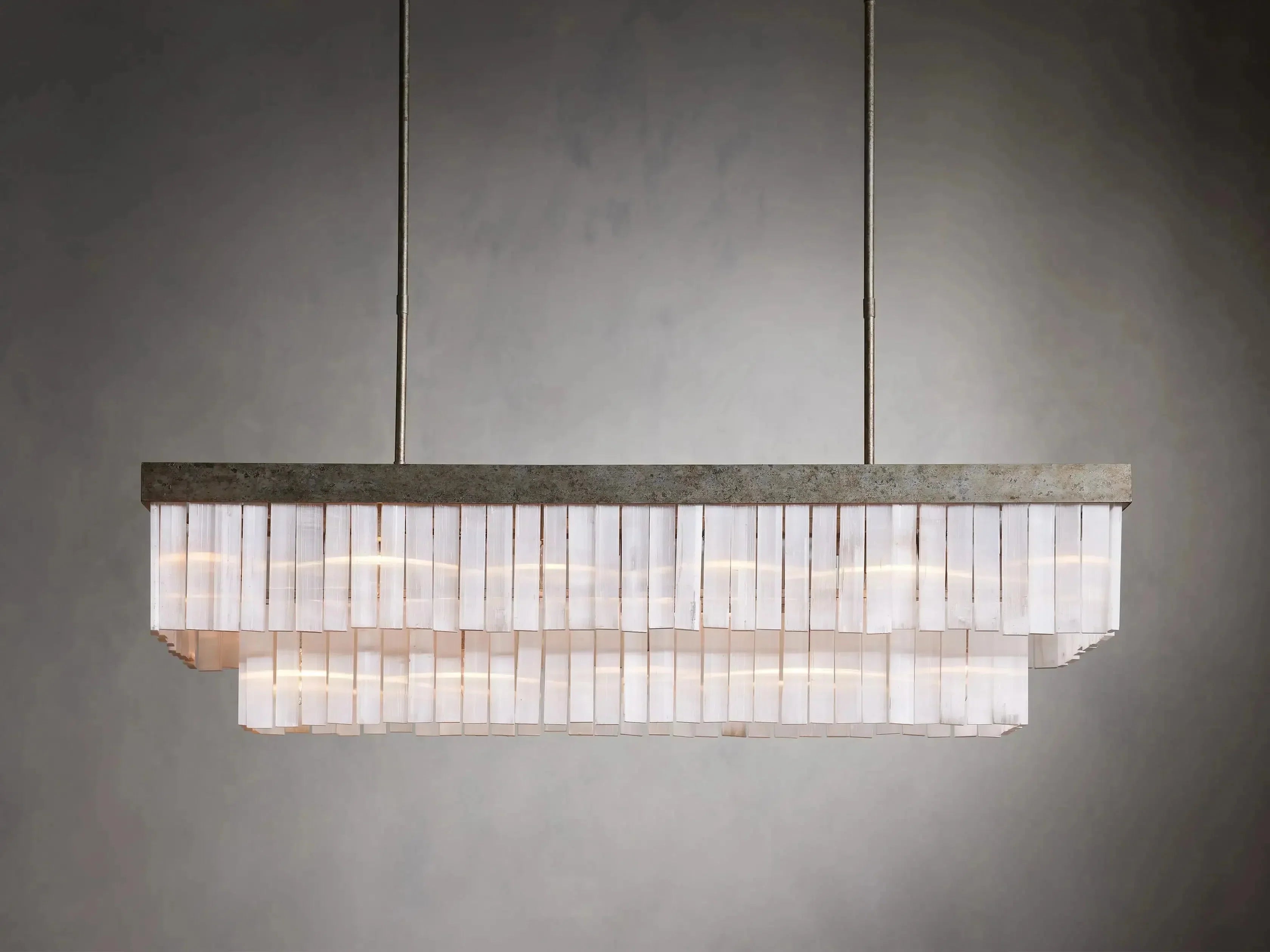 Cameron Rectangular Selenite Chandelier by Bling Lighting Studio