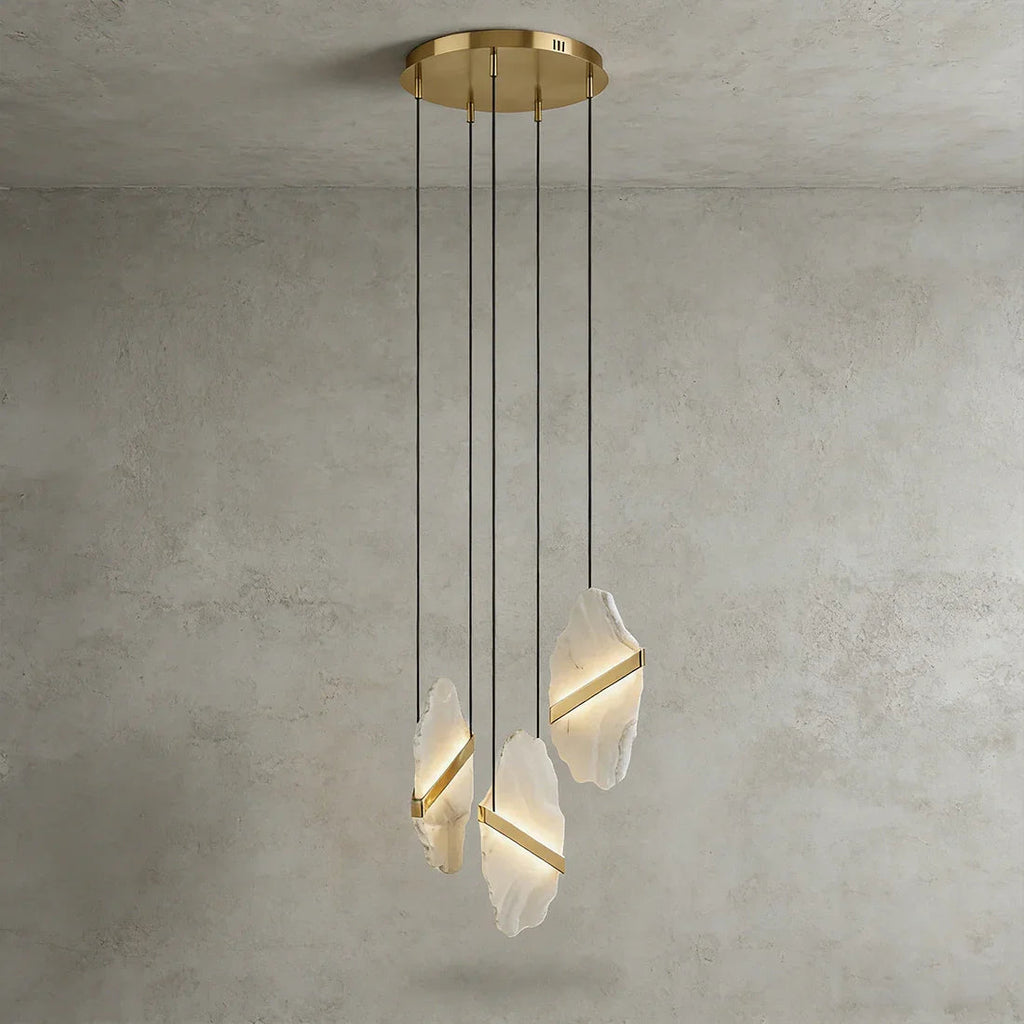 Cascading Alabaster Slab Chandelier