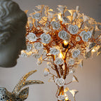 Ceramic Branch Brass Crystal Flower Floor Lamp by Bling Lighting Studio