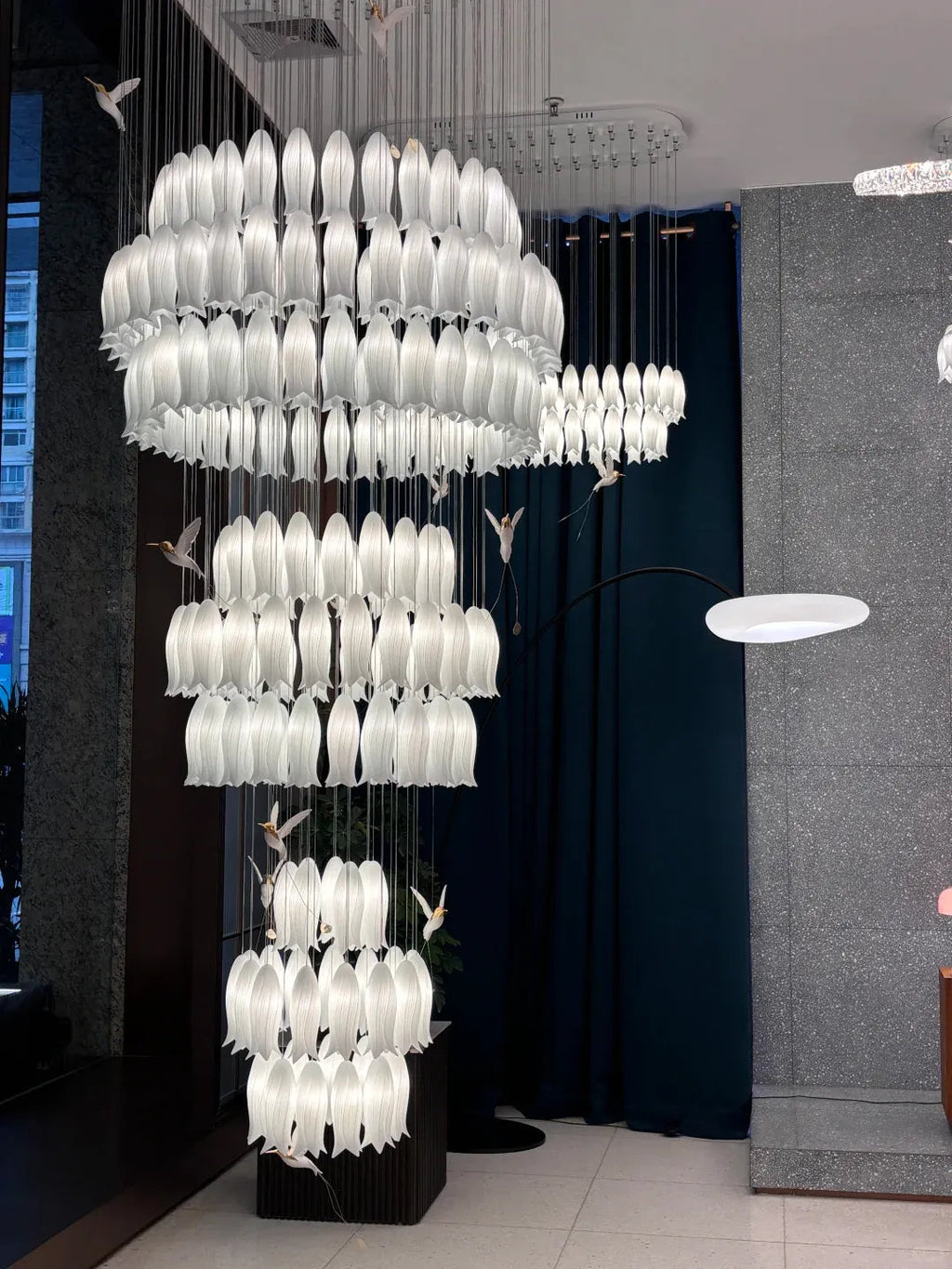 Ceramic Tulip Cascade Staircase Chandelier by Bling Lighting Studio