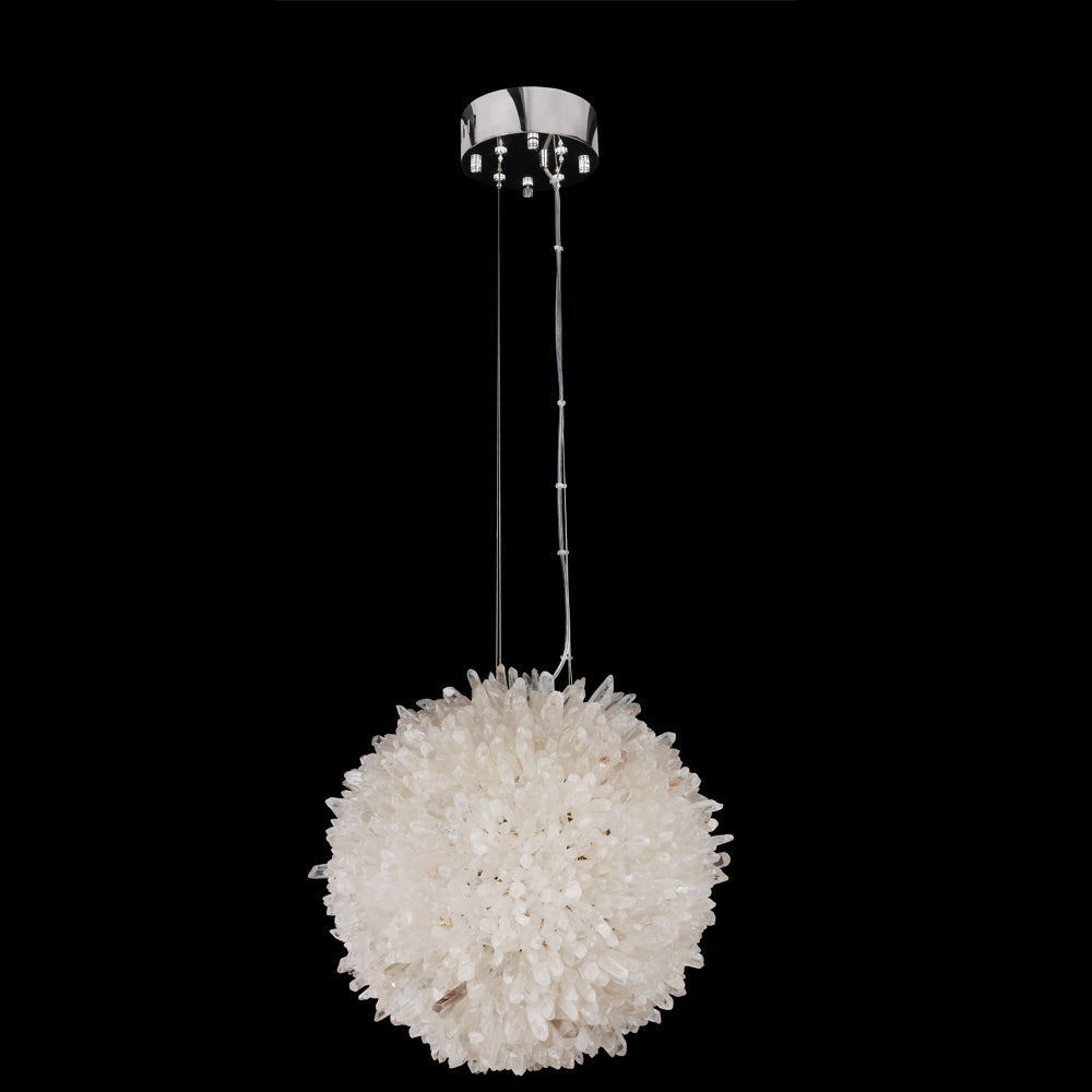 Cervine Quartz Stone Clear Geode Quartz Crystal Ball Pendant by Bling Lighting Studio