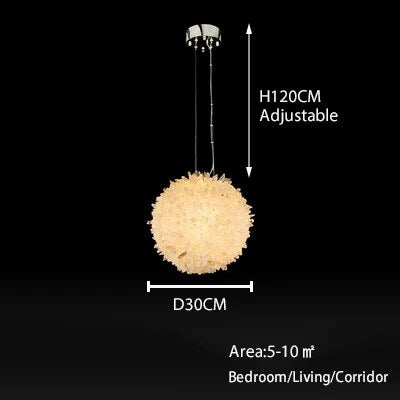 Cervine Quartz Stone Clear Geode Quartz Crystal Ball Pendant by Bling Lighting Studio