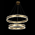 Cervine Quartz Stone Double Round Rings Quartz Crystal Chandelier by Bling Lighting Studio
