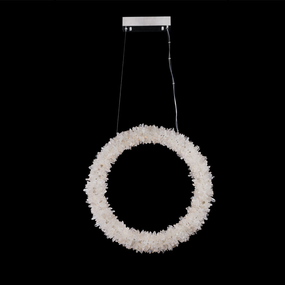 Cervine Quartz Stone Geode Quartz Crystal Chandelier Vertical Hanging Ring Pendant Light by Bling Lighting Studio