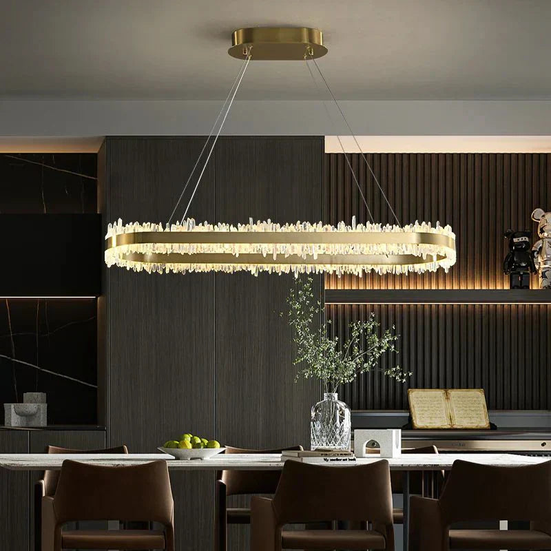 Cervine Quartz Stone Linear Chandelier Quartz Crystal Chandelier 47" by Bling Lighting Studio