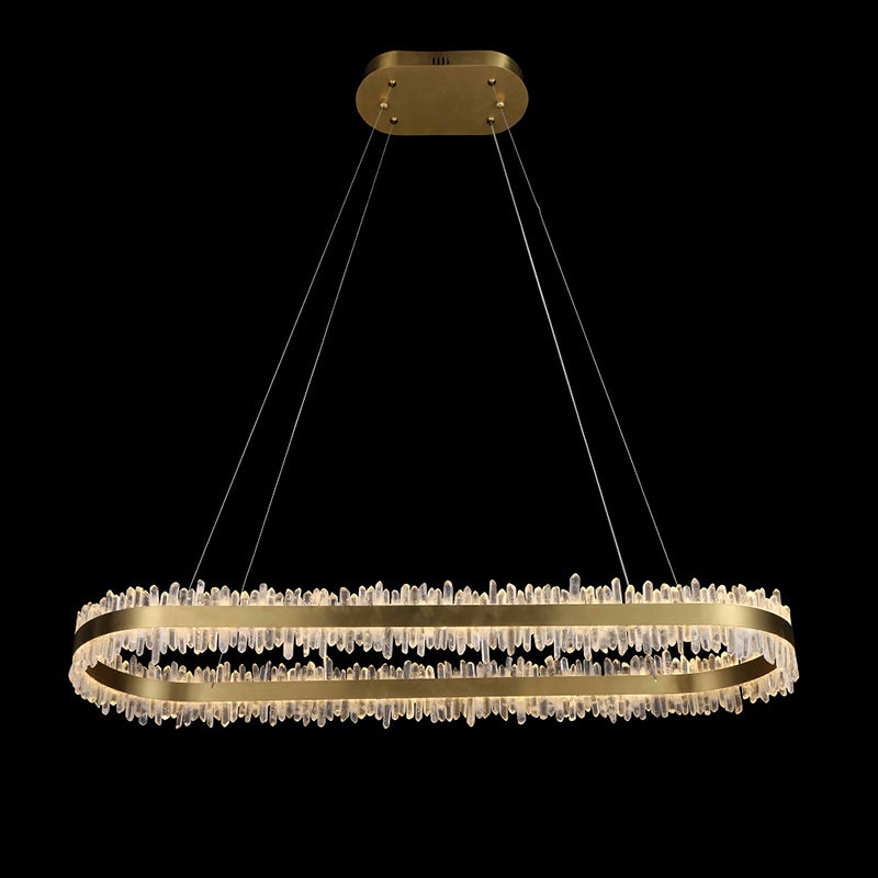 Cervine Quartz Stone Linear Chandelier Quartz Crystal Chandelier 47" by Bling Lighting Studio