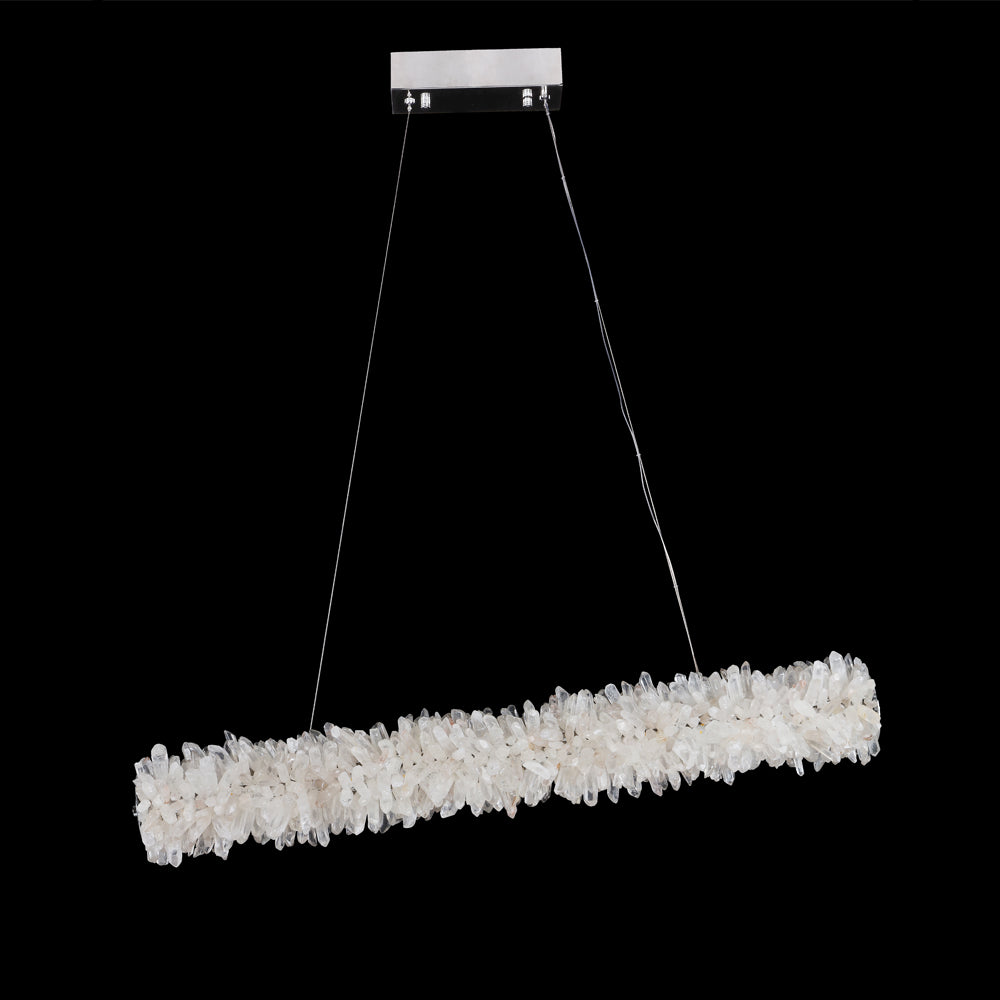 Cervine Quartz Stone Linear Geode Quartz Crystal Pendant Light by Bling Lighting Studio