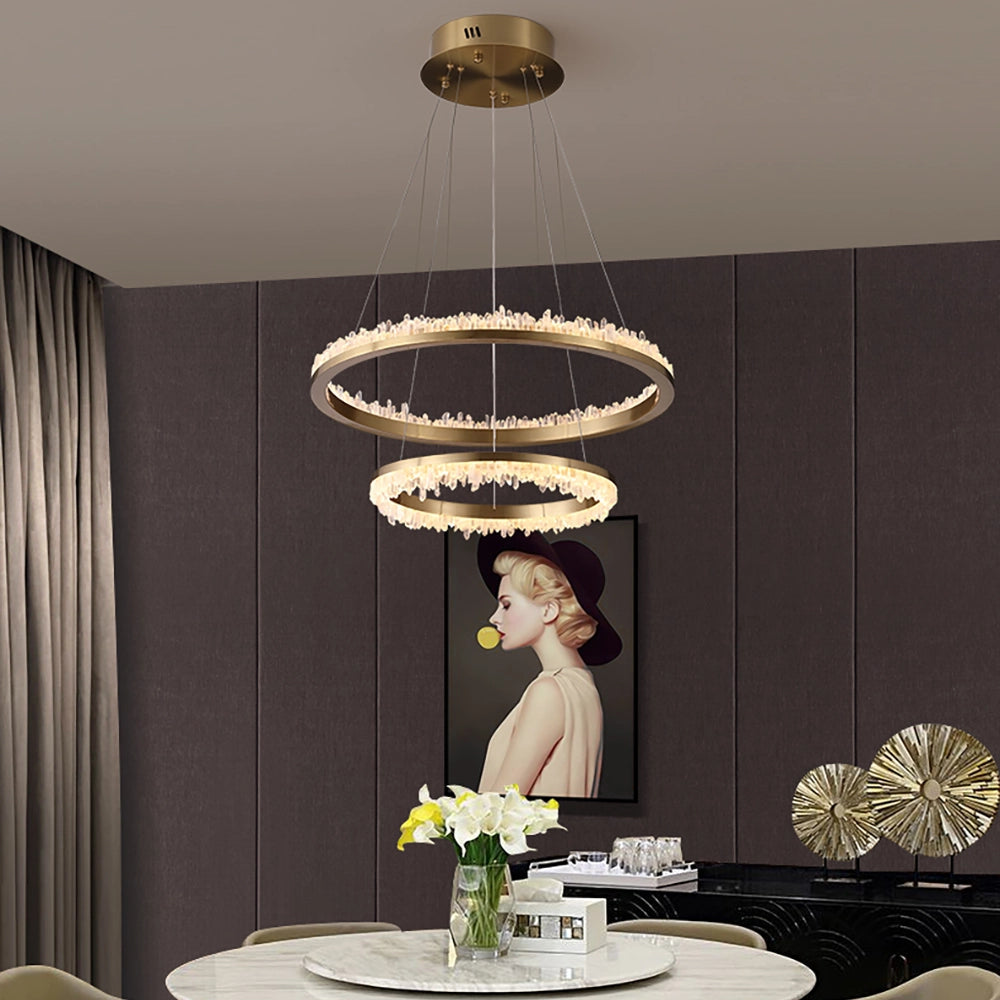 Cervine Quartz Stone Minimalistic Crystal Quartz Chandelier by Bling Lighting Studio