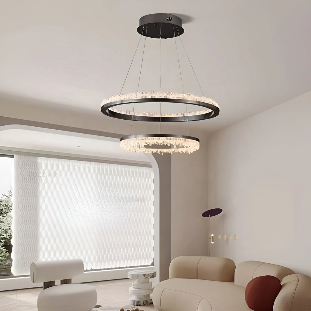 Cervine Quartz Stone Minimalistic Crystal Quartz Chandelier by Bling Lighting Studio