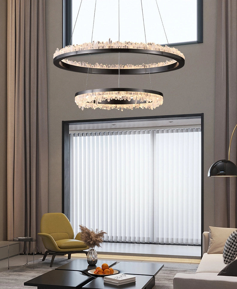Cervine Quartz Stone Minimalistic Crystal Quartz Chandelier by Bling Lighting Studio