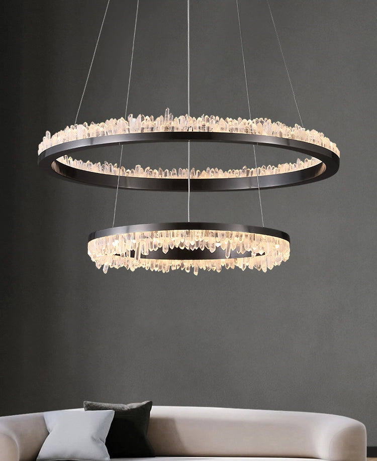 Cervine Quartz Stone Minimalistic Crystal Quartz Chandelier by Bling Lighting Studio