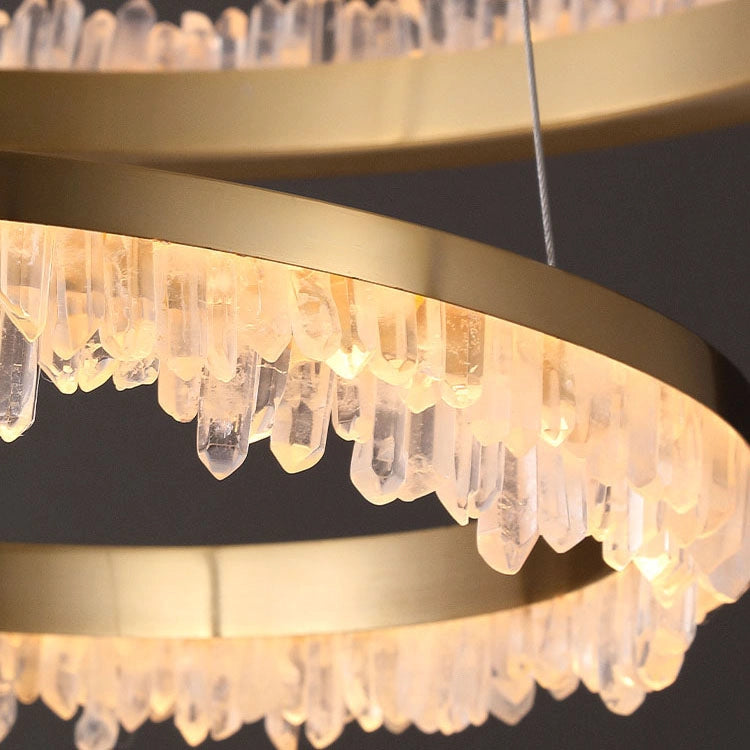 Cervine Quartz Stone Minimalistic Crystal Quartz Chandelier by Bling Lighting Studio
