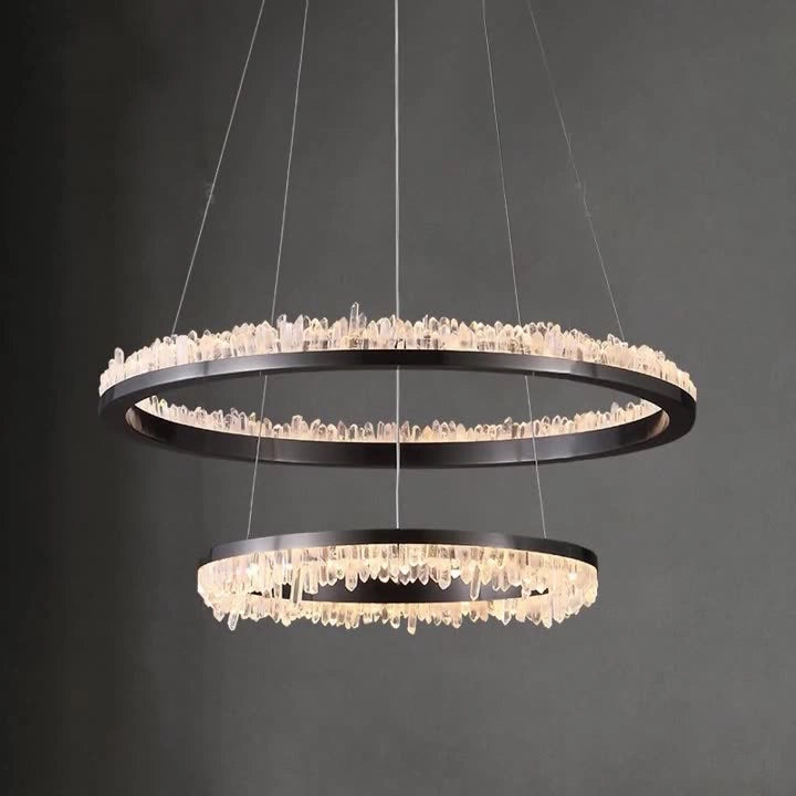 Cervine Quartz Stone Minimalistic Crystal Quartz Chandelier by Bling Lighting Studio