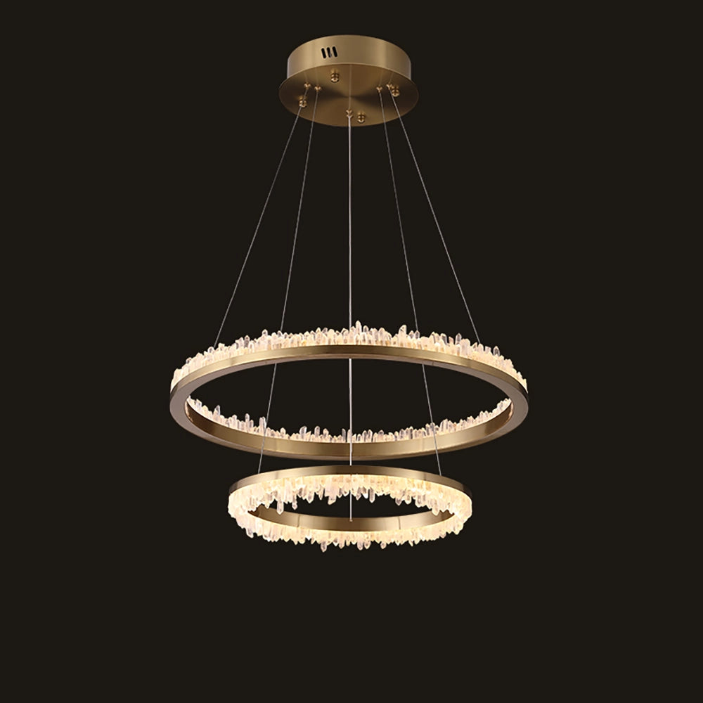 Cervine Quartz Stone Minimalistic Crystal Quartz Chandelier by Bling Lighting Studio