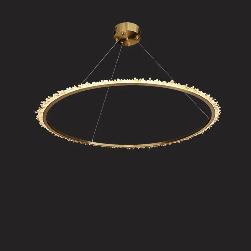 Cervine Quartz Stone Modern Rock Crystal Ring Round Chandelier Cluster by Bling Lighting Studio
