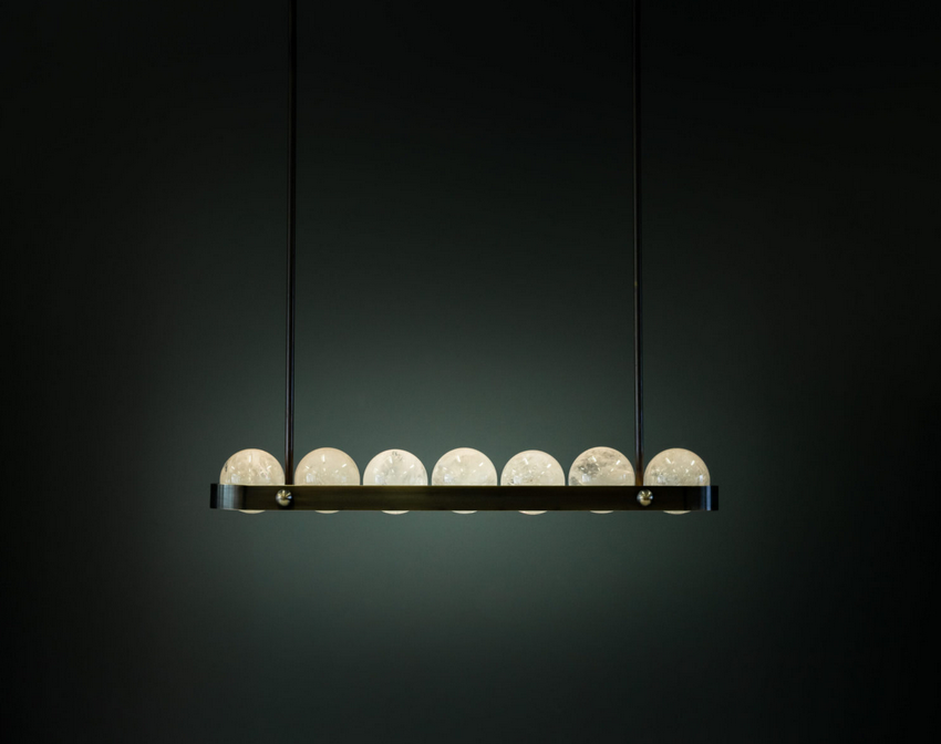 Cervine Quartz Stone Ouranos II Linear Chandelier by Bling Lighting Studio