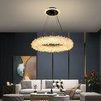 Cervine Quartz Stone Primary Crystal Halo Chandelier by Bling Lighting Studio