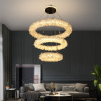 Cervine Quartz Stone Primary Crystal Halo Chandelier by Bling Lighting Studio