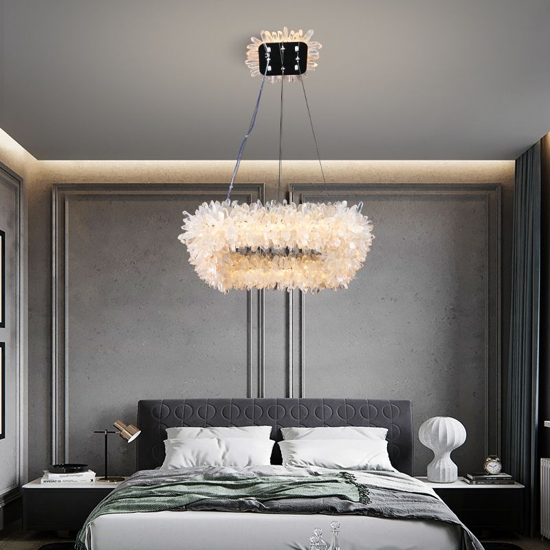 Cervine Quartz Stone Primary Crystal Square Chandelier by Bling Lighting Studio