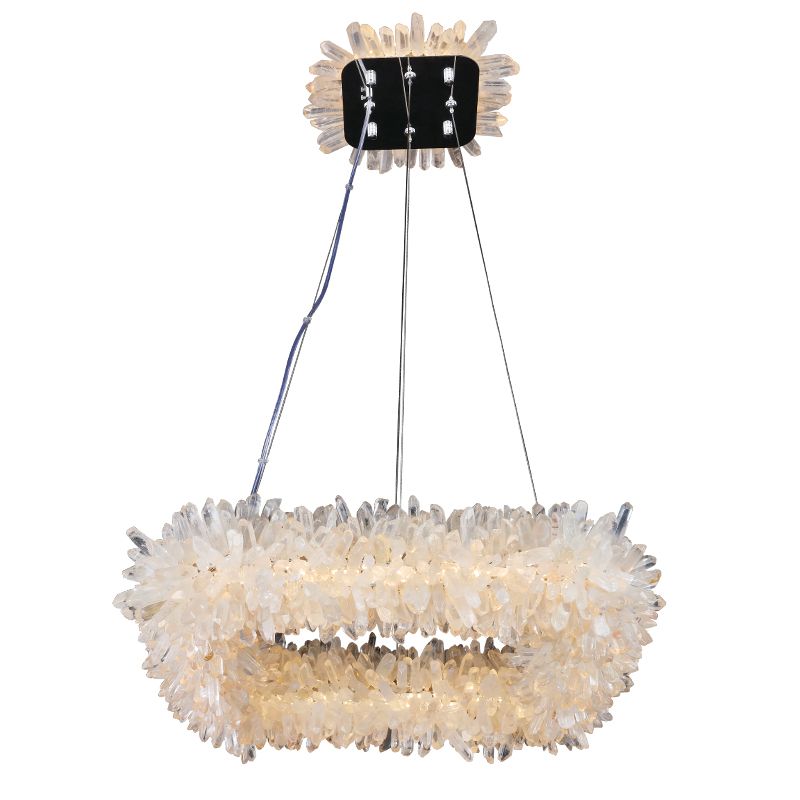 Cervine Quartz Stone Primary Crystal Square Chandelier by Bling Lighting Studio