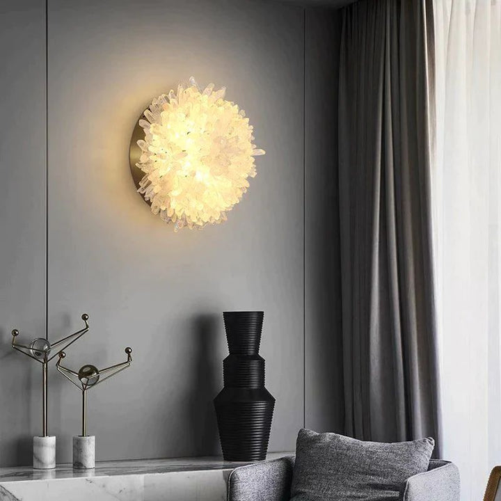 Cervine Quartz Stone Primary Crystal Wall Sconce by Bling Lighting Studio