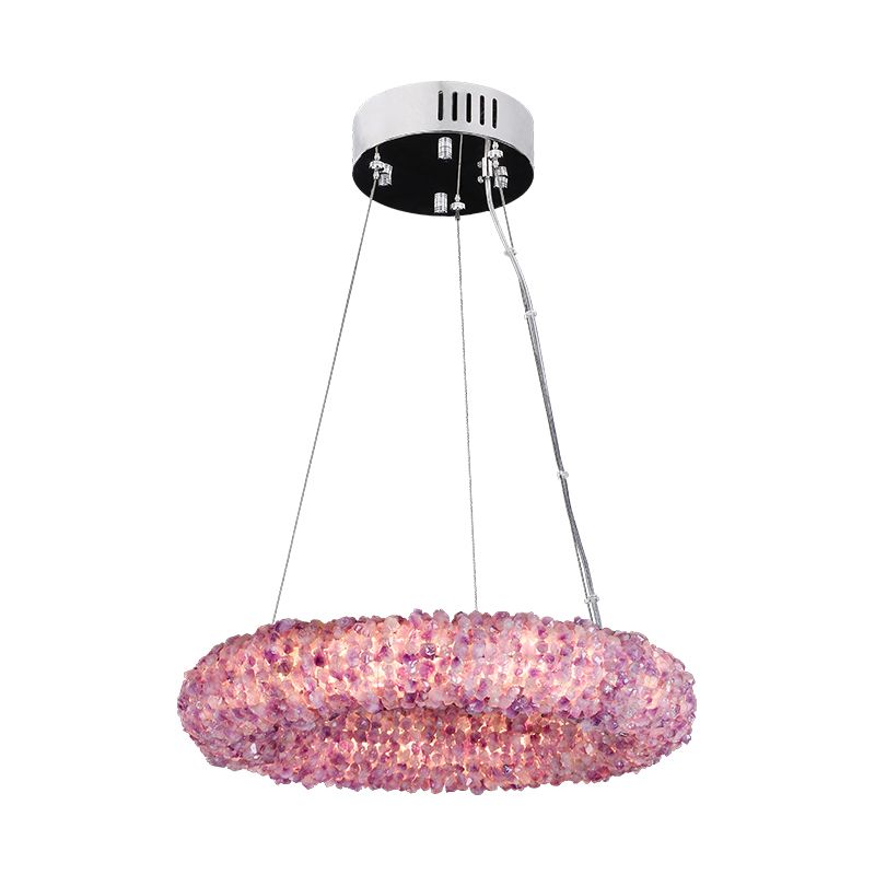 Cervine Quartz Stone Purple Primary Crystal Round Chandelier 20.5" 28.3" 36.2" 44" by Bling Lighting Studio