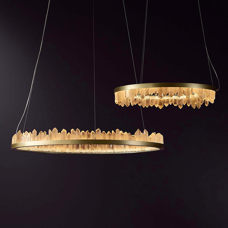 Cervine Quartz Stone Round Chandelier 36" by Bling Lighting Studio