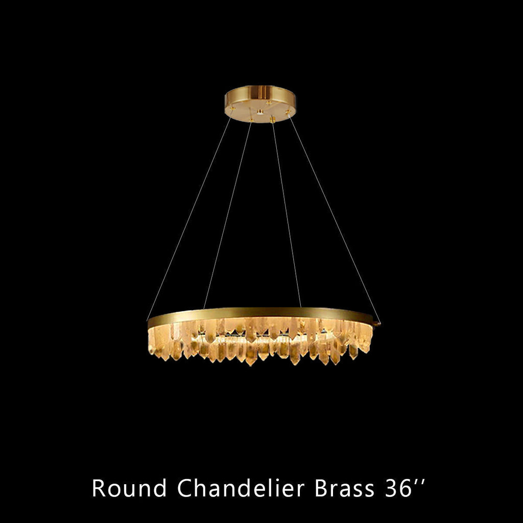 Cervine Quartz Stone Round Chandelier 36" by Bling Lighting Studio