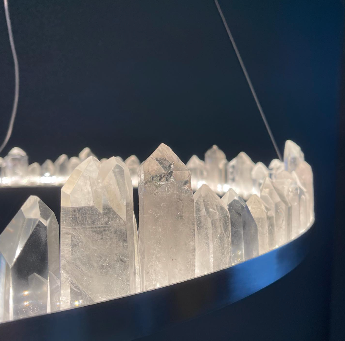Cervine Quartz Stone Round Chandelier 36" by Bling Lighting Studio