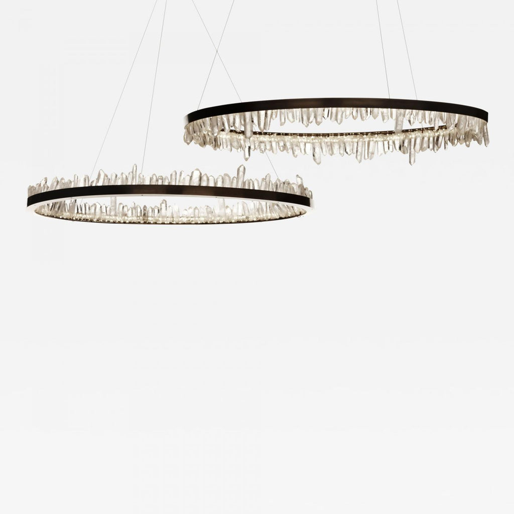 Cervine Quartz Stone Round Chandelier 36" by Bling Lighting Studio