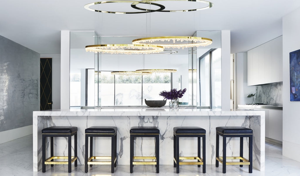 Cervine Quartz Stone Round Chandelier 36" by Bling Lighting Studio