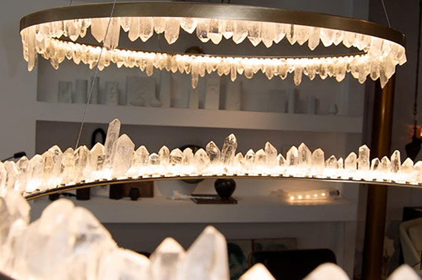 Cervine Quartz Stone Round Chandelier 36" by Bling Lighting Studio