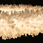 Cervine Quartz Stone Round Clear Geode Quartz Crystal Ring Chandelier by Bling Lighting Studio