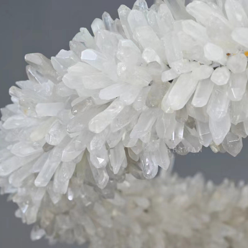 Cervine Quartz Stone Round Clear Geode Quartz Crystal Ring Chandelier by Bling Lighting Studio