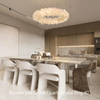 Cervine Quartz Stone Round Clear Geode Quartz Crystal Ring Chandelier by Bling Lighting Studio