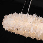 Cervine Quartz Stone Round Clear Geode Quartz Crystal Ring Chandelier by Bling Lighting Studio