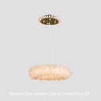 Cervine Quartz Stone Round Clear Geode Quartz Crystal Ring Chandelier by Bling Lighting Studio