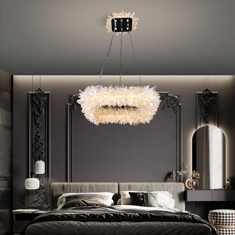 Cervine Quartz Stone Square Geode Quartz Crystal Chandelier by Bling Lighting Studio